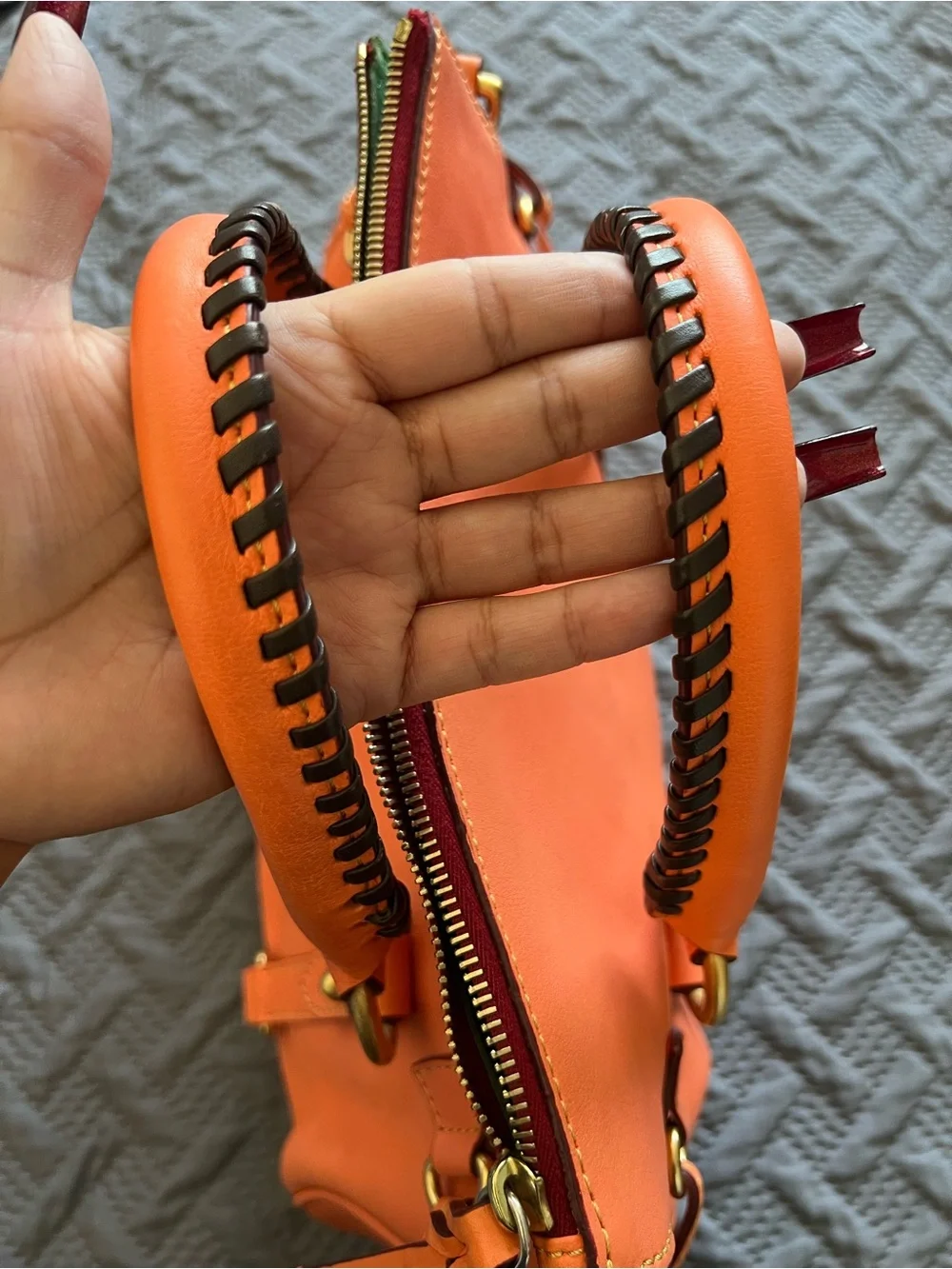 Dooney and Bourke Salmon Leather Satchel Handbag